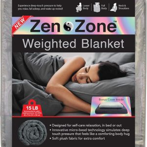 15 lbs Plush Weighted Blanket with Removable & Washable Cover, Grey (48 in. x 72 in.)