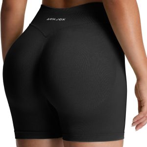 Aoxjox Seamless Workout Biker Shorts for Women Impact Hidden Scrunch Low Waisted Athletic Running Yoga Short 3.5"/4.5"/6"