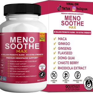 MenoSoothe Max | Premium Menopause Support Supplement | Hormone Balance, Mood & Sleep Aid | Probiotic Blend | 90 Capsules (1)