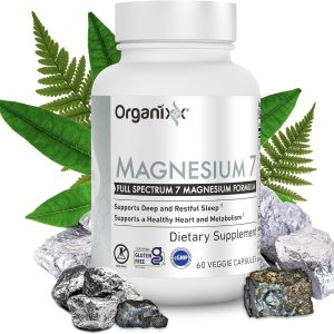 Organixx Magnesium Glycinate Supplement for Support Sleep, Muscle & Heart Health, 7 Type Magnesium Complex with Vitamin B6, Manganese Citrate, Gluten Free, Vegan, Non GMO, High Absorption, 60 Capsules