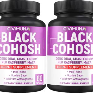 Black Cohosh Capsules with Black Cohosh, Dong Quai, Chasteberry and More - 120 Capsules for 4 Months Supply (Pack of 2)