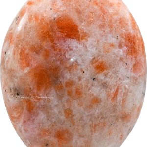 Sunstone Crystals and Healing Stones - Large Palm Stone Crystals Piedra - Crystal for Good Luck, Balanced Positive Energy, Meditation - Unique Stocking Stuffers and Birthday Gifts for Women, Men