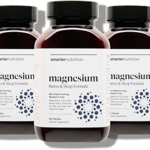 Smarter Nutrition Magnesium Complex - Chelated Magnesium Glycinate + Citrate, Malate for Sleep, Relaxation, Muscle & Nerves + Clinically Proven L-Theanine, Non-GMO-180 Tablet[90-Day Supply]