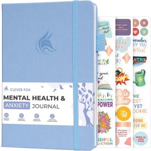 Clever Fox Mental Health & Anxiety Journal – Guided CBT Journal with Prompts for Self Help & Stress Relief – Mood & Emotion Tracker (Periwinkle)