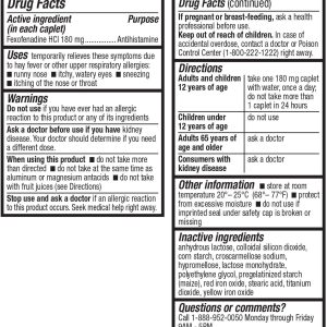 HealthA2Z Fexofenadine Hydrochloride 180mg, Antihistamine for Allergy Relief, 24-Hour Antihistamine for Allergy Relief (120 Count (Pack of 1))