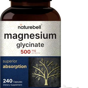 NatureBell Magnesium Glycinate 500mg, 240 Capsules | 100% Chelated & Purified | Sleep, Muscle & Heart Support | 3rd Party Tested, Non-GMO, Gluten-Free