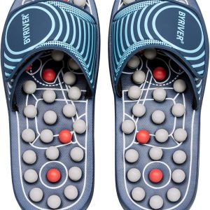 BYRIVER Reflexology Foot Massager Tools, Acupuncture Massage Slippers Shoes Sandals Mat, Stress Plantar Fasciitis Relief Gifts for Men Women, Relieve Heel Arch Arthritis Neuropathy Pain (05M)