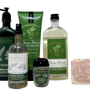 Bath & Body Works Aromatherapy Stress Relief Eucalyptus Spearmint Gift Set - Body Lotion, Wash + Foam Bath, Body Cream, Essential Oil Mist, Hand Gel, Himalayan Salts Springs Sample Soap