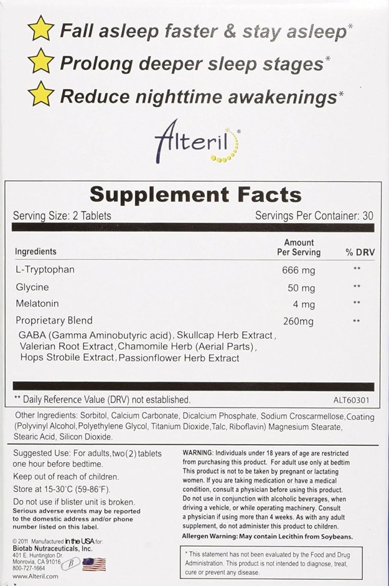 Alteril - Sleep Aid All Natural - 60 Tablets - Image 2