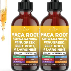Organic Maca Root Liquid Drops with Ashwagandha, Nettle, Fenugreek, Beet Root and L-Arginine Liquid Multivitamin for Women and Men - 4oz