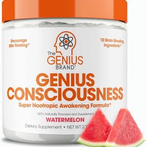 Genius Consciousness - Premium Nootropic Powder for Focus, Memory & Mental Clarity - AlphaSize, NeuroFactor, Lion’s Mane & Dynamine - Natural Brain Booster for Studying, Work & Creativity – Watermelon