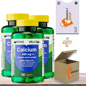 Calcium 600 mg 100 Tablets by Spring Valley, Dietary Supplement, Bone & Muscle Health Calcium 600mg (Pack of 3)