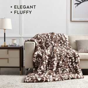 YnM Fluffy Faux Fur Weighted Blanket (Coffee, 50''x60'' 10lbs) Luxury & Fuzzy Weighted Blanket Throw