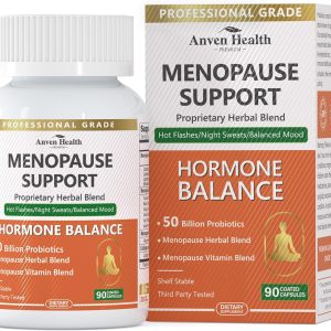 Menopause Supplements for Women Menopause Probiotics Relief, Supports Hot Flashes, Night Sweats, Bloating & Gut Health with Herbs, Collagen Peptides, Vitamin B6 & D3 | 90 Veggie Caps
