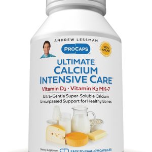 ANDREW LESSMAN Ultimate Calcium Intensive Care with Vitamin D3 and K2 MK7-120 mcg - 180 Capsules - Bone and Skeleton Health Essentials. Gentle, Easy to Swallow, Super Soluble. No Additives