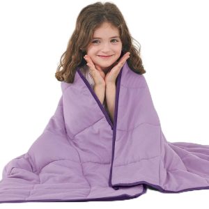 yescool Weighted Blanket (5 lbs, 36" x 48", Purple) Cooling Heavy Blanket for Children Aged 5 and Above, 40-60 lbs, Throw Size Breathable Blanket with Premium Glass Bead, Machine Washable