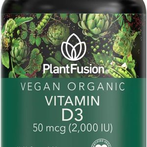 PlantFusion Vegan Vitamin D3 2000IU, Organic Vitamin D3, Sourced from Vitashine Plant Based Lichen, Promotes Immune and Bone Health, 60 Tablets