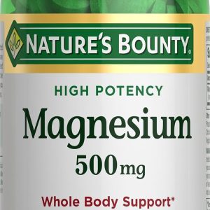Nature's Bounty Magnesium, Mineral Supplement, Supports Bone and Muscle Health, 500 mg, Coated Tablets, 100 Count