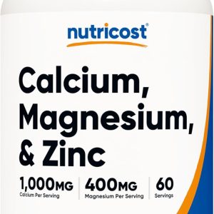 Nutricost Calcium, Magnesium & Zinc Tablets 1,415 mg, 180 Tablets - Vitamin / Mineral Blend Supplement, 60 Servings - Gluten Free, Non-GMO