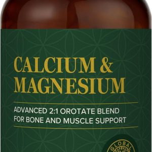 Global Healing Calcium and Magnesium Orotate - Bone Strength Supplement for Women and Men - Helps Support Strong Teeth and Cardiovascular Health for Normal Muscle Function - 120 Capsules