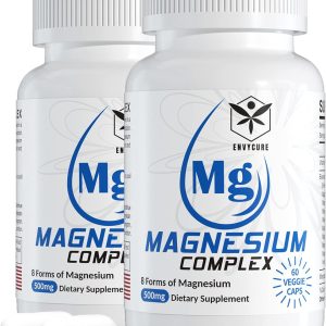 Magnesium Complex Supplement 8 Forms, 500mg Magnesium Glycinate, Malate, Citrate, High Absorption Mg for Calm, Sleep, Mood & Healthy Muscle, Pack of 2, Total 120 Vegan Capsules