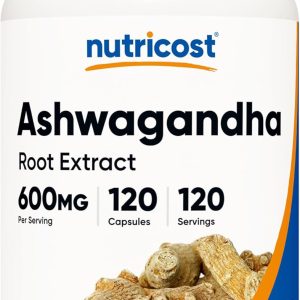 Nutricost Ashwagandha Herbal Supplement 600mg, 120 Capsules - Vegetarian, Non-GMO, Gluten Free, Ashwagandha Root
