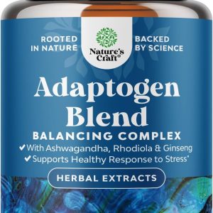 Herbal Adaptogen Mood Support Supplement - Calming Adaptogens Supplement for Stress & Cortisol Management with Ashwagandha Rhodiola Rosea & Maca Root - Vegan Non GMO & Daytime Friendly - 60ct