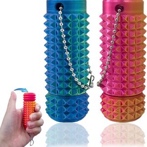 2Pcs Upgrade Little Pain Ouchies Pain Stim Fidget, 3D Printed Fidget Toys Anxiety Relief Items, Rotatable Grippie Stim Keychain, Stim Toys for Autistic Adults, Hard Spiky Sensory Toys, Novelty Gifts