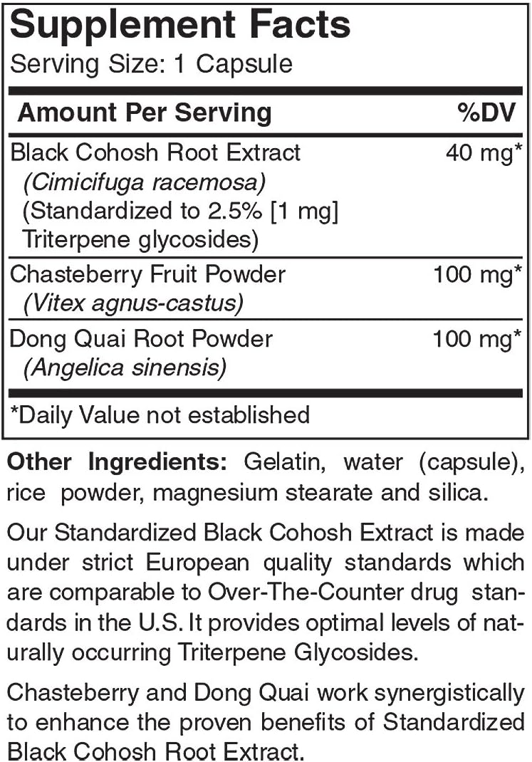 European Standardized Black Cohosh Extract Plus, 120 Capsules - Image 3