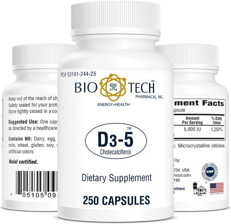Bio-Tech Pharmacal Vitamin D3 (D3 5k IU, 250 Count)