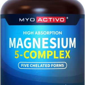 5-in-1 Magnesium Complex - High Absorption - Chelated Magnesium Glycinate, Malate, Citrate, Taurate, & Aspartate for Nerves, Muscles, Bones | 120 Capsules | Magnesium Supplement