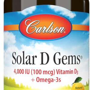 Carlson - Solar D Gems, Vitamin D3 and Omega-3 Supplement, 4000 IU (100 mcg) D3, 115 mg Omega-3 EPA and DHA, Vitamin D Fish Oil Capsule, Bone & Immune Health, Vitamin D Supplement, Lemon, 360 Softgels