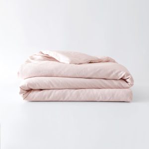 Baloo 100% French Linen Duvet Cover for Weighted Blanket (Blush Pink - 42"x72" - Throw Size) | Cooling, Soft & Durable | Certified European Flax®