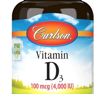 Carlson - Vitamin D3, 4000 IU (100 mcg), Vitamin D Supplements, Bone & Immune Health, Cholecalciferol Supplement, Gluten Free Vitamin D Capsules, 120 Softgels