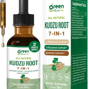 Kudzu Root Drops, Natural Supplement for Menopause Relief, Relaxation & Immune Support, Herbal Complex w/Black Cohosh Red Clover and More Extracts. 2 oz