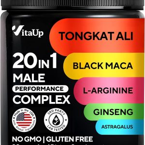 Tongkat Ali for Men 20 in 1 with Astragalus - USA Made Mens Supplement Complex with Black Maca Root, L-Arginine, Ginseng, Calcium, Astragalus for Normal Strength & Endurance Support - 90 Caps