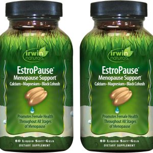 Irwin Naturals EstroPause Menopause&Women's Health Support Supplement-Powerful Herbal & Mineral Blend with Calcium,Magnesium, Black Cohosh,Chaste Tree-Enhanced Absorption-80 Liquid Softgels(Pack of 2)