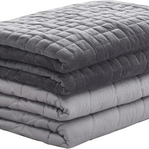 CoolZen™ Cooling Weighted Blanket 20 lbs with Removable Cover — Heavy Blanket for Adults, Calming, & Sleeping — Weighted Comforter with Premium Glass Beads for All Seasons — 60”x80” Queen Bed Size