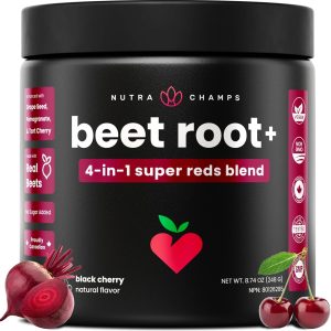 NutraChamps Beet Root Powder Circulation Supplement, Superfood Powder Nitric Oxide Supplement with Beetroot Juice, Super Reds Powder & Grape Seed Extract, No Sugar Beet Supplement - 8.74 Oz