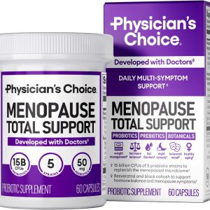 Physician's CHOICE Menopause Probiotic Supplement for Women - Supports Hormone Balance, Hot Flashes, Night Sweats, Weight Management, Bloating & Gut Health - with Black Cohosh, Resveratrol+ - 60ct