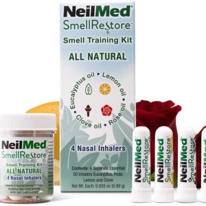 NeilMed Smell Restore - All Natural Smell Training Kit with 4 Separate Essential Oil Inhalers. Eucalyptus, Rose, Lemon and Clove