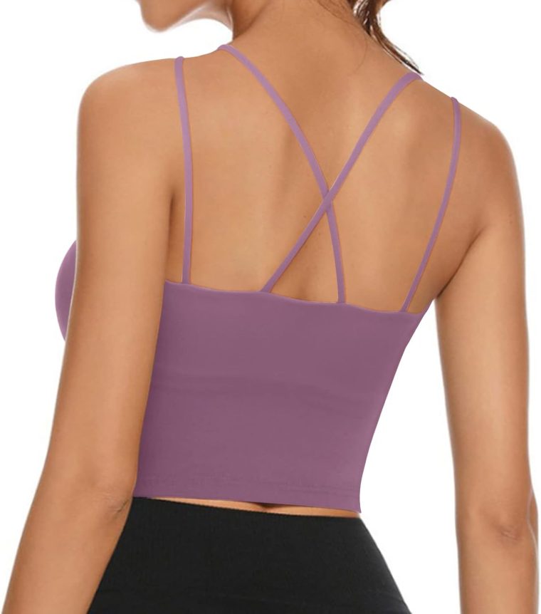 Women's Longline Sports Bra Padded Strappy Yoga Bra Fitness Running Workout Crop Tank Top（2pack） - Image 2