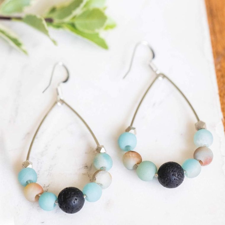 Lava Rock Earrings - Handmade in the USA - Essential Oil Diffuser Earrings for Women - Calming Earrings for Women - Crystal Lava Rock Jewelry Aromatherapy Earrings - Relaxation Gifts for Women - Image 4