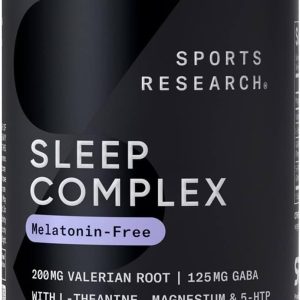 Sports Research® Sleep Complex- Melatonin-Free Vegan Capsules - with Valerian Root, GABA, L-Theanine, Magnesium & 5-HTP - 30 Servings