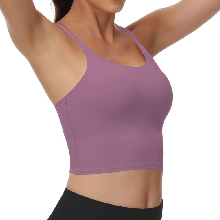 Women's Longline Sports Bra Padded Strappy Yoga Bra Fitness Running Workout Crop Tank Top（2pack） - Image 7