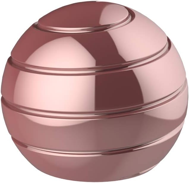 Stress Relief Kinetic Desk Toy, 1.77'' Adult Office Desk Spinning Metal Toys for ADHD Anti Anxiety, Kinetic Optical Illusion Toys for Office School (45MM, Rose Gold)