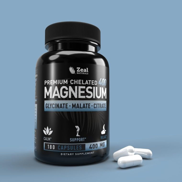 Premium Chelated Magnesium Glycinate, Malate, Citrate (400mg | 180 Capsules) Triple Blend Magnesium Complex - Image 2