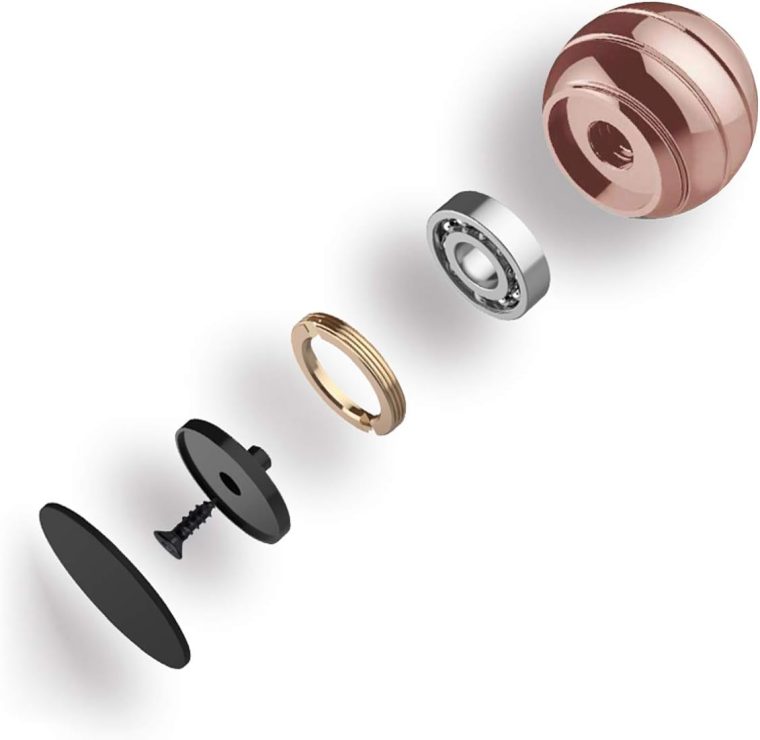 Stress Relief Kinetic Desk Toy, 1.77'' Adult Office Desk Spinning Metal Toys for ADHD Anti Anxiety, Kinetic Optical Illusion Toys for Office School (45MM, Rose Gold) - Image 3