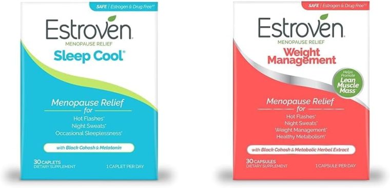 Estroven Sleep Cool for Menopause Relief, Sleep Support Supplement, 30 Count Weight Management for Menopause Relief - 30 Count, Drug-Free & Gluten-Free Night Sweats & Hot Flash Relief