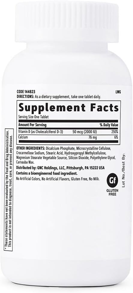 GNC Vitamin D3 50mcg Supplement, 2000 IU, Supports Teeth and Bone Health,180 Servings - Image 2